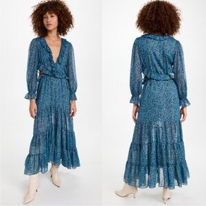 MISA Los Angeles Amelia Cut Out Blue Dress Medium